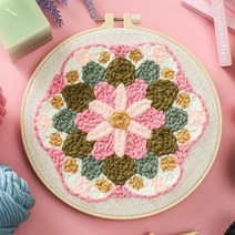 보람창고 펀치 니들 자수 패키지 DIY 취미 세트+펀치니들바늘+부자재 모두포함, 44.파스텔 꽃문양