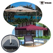 초대형 폴딩 가든 사각/원형 파라솔+물통 받침대 야외 그늘파라솔, 사각아이보리+받침대