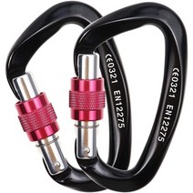 카라비너 신판 락 카라비너 퀵드로우 25 KN(2500 kg) D링 슬링 CE 인증 초경량 63 g 구호 캠프용 타프, 블랙