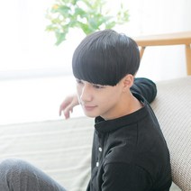 남자 앞머리가발 베이직 부분가발 인모믹스 숱보충 m자커버, 슈페리어 원사, 내츄럴블랙, 1개