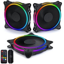 Novonest 120mm PC 케이스 팬 고성능 5V 주소 지정 가능한 RGB 팬 조절 가능한 풍속 조명 효과 듀얼 헤일로 무소음 팬 그룹 3팩 리모컨 포함 N106-3, 5-PACK