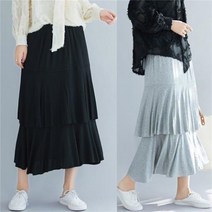 F18202/2단 캉캉 롱스커트/롱치마/밴딩스커트/SKT