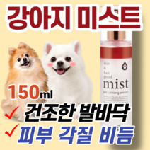강아지 반려견 미스트 건조한 발바닥 보습 비듬 하얀 각질 피부 촉촉 스킨 건강 관리 푸석한 모질 예민 붉어짐 오일 성분 진정 세라마이드 판테놀 자꾸 긁어요 가려움 완화 몰티즈, 1병