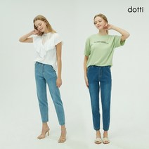 [KT알파쇼핑]도티 여성 릴렉스핏 밴딩 데님팬츠 2종
