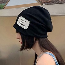 오너클랜 빈티지 스타일 라벨 여성 외출패션 사계절 얇은 비니_WA4B4A8