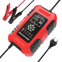 전기자전거충전기 FOXSUR-12V 10A 24V 5A 자동차 오토바이 배터리 충전기 7 단계 납산 AGM 젤 지능형 LCD, 01 분홍색_02 EU