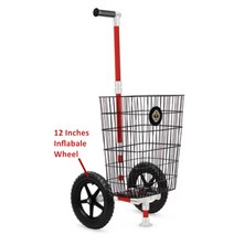 자전거트레일러 ALWAYSME-12 인치 휠 휴대용 쇼핑 카트 자전거 트레일러 커넥터 골프 낚시 가방, 03 Red