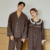 여우시크릿B 루나블리 커플용 순면 긴소매 원피스잠옷 라운드