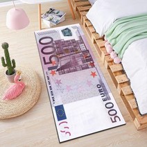 더플로우 부자가 되고 싶어요 현관 발매트 달러 유로 파운드 침실 침대 옆 달러 카펫, 40x90cm, 유로 500