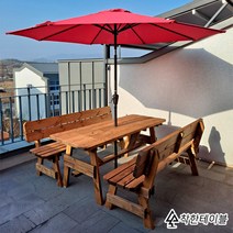 착한테이블 전문목수 편리한 등받이 야외 테이블 4인용 8인용 원목 세트 파라솔 별매 정원, 8인용 등받이 야외테이블 도토리색