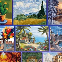 니테샵 [신규] 리빙듀오 DIY 쉬운 명화 유화 그림 그리기세트 61종 중형 40 x 50 (ver 2), 57.A-120햇살과풍경(40x50)