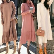 [파스텔] 부칼리아목폴라원피스 4컬러 롱원피스 겨울원피스 니트원피스