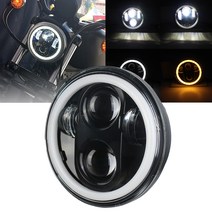 Asla 5.75인치 LED 헤드라이트 DRL 5 3/4인치 할리 오토바이 라이트, 화이트+옐로우