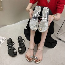 런슈즈 블링블링 보석큐빅 엄지쪼리 스트랩 웨지 여자 여름 슬리퍼 4cm