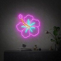 네온사인 간판 홈바 플라워 네온 사인 맞춤형 행성 LED 조명 벽 아트 장식 웨딩 파티 선물 소녀 십대 침실 야간 램프 생일, 1.Style 1 - 15 inch