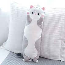 긴 롱 고양이 소형 대형 인형 동물인형 베개, 그레이, 50센티
