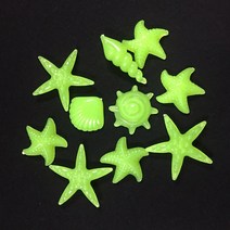 야광 조개 장식 10개 수조 분위기 연출 장식 수중 세계 수영장 매장 정원 도로 전원주택 형광 야광 빛흡수 조약동 인조 데코 화분 조경 인테리어 바닥재 네온 스톤(그린)