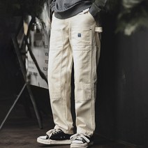 남성 팬츠 일본 빈티지 구제 배기 베이지 데님 워싱 일자 멀티 포켓 벌목 공바지 남 TLS2201827