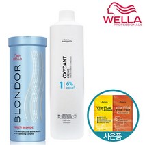 웰라 멀티 블론드 더스트 프리 라이트닝 파우더 400g 탈색약 탈색제, 1개, 400ml, 웰라 블론더 파우더 400g + 로레알 6% 산화제, 1개
