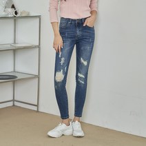 클로니아 허리스판 데미지 헤짐 주름워싱 스판 스키니진 EM8W12