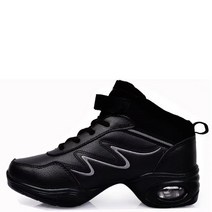 CAICHEN 편안한 댄스화 소프트 베이스 재즈화 미들 힐 에어쿠션 라인댄스, 952흑회색 댄스화, 225