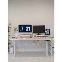 코너형 높낮이조절 책상 스탠딩 연구 데스크탑 작업대, 코너 화이트 테이블 크기 1.4x0.6m
