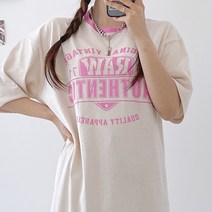어센틱 반팔 원피스 빅사이즈 홈웨어 여름 휴가 롱티셔츠 캐쥬얼 데일리룩 루즈핏 맥시 호캉스