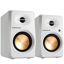 Prosonic BT30 액티브 파워 블루투스 북셸프형 스피커 스튜디오 모니터 홈 시어터 광학 입력 기능 턴테이블 동축 RCA Aux 라인 2개 60W 화이트, WHITE