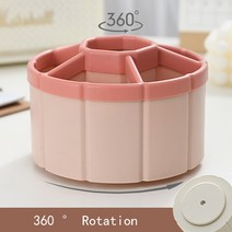 펜트레이 아크릴 원목 볼펜 연필꽂이 관람차 360 ° 회전 펜 홀더 대용량 귀여운 연필 보관함 데스크탑 정, 02 Pink