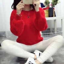 모헤어 니트 여성 앙고라 스웨터 풀 겨울 따뜻한 스웨터 옷 점퍼 스마스 풀 솜털 어