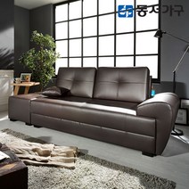 동서가구 모던 J9 BBCH 3인용 가죽 소파+스툴 DF621528, 초코브라운