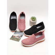 코지 럭셔리 큐빅 스팽글 니트 스니커즈 슬립온