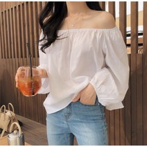 [랜덤플레이] 오프숄더 루즈핏 밴딩 블라우스