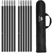 타프 폴대 방수포 텔레스코픽 2 개 세트 텐트 천막 캠핑용 알루미늄 폴 40cm-240cm 부터 조절 가능, [03] Black