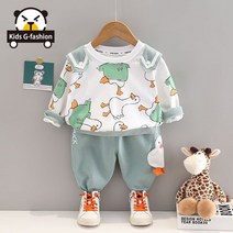 키즈송이 어린이 상하복 세트 오리 캐릭터 상하복 남아 상하복 여아 상하복 세트 봄 가을 옷 세트복 80 90 100 110 120