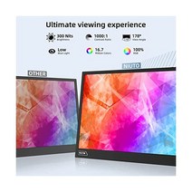 NIUTO 포터블 모니터 144hz 17.3 100% sRGB FHD HDR IPS 1920x1080 VESA 울트라-슬림 스크린 듀얼 스피커 Type-C 미니 HDMI 랩탑 폰