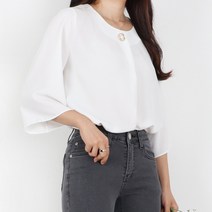 쁘니걸 (55~120)동그라미BL A라인 진주장식 라운드넥 5부소매 쿨링 찰랑찰랑 빅사이즈 여성의류 데일리룩