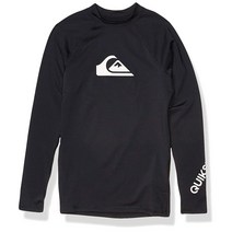 Quiksilver 남아용 All Time 긴소매 청소년 래쉬가드 서핑 셔츠 블랙.