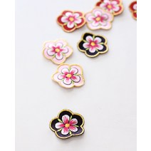 전통 한복자수 악세사리 재료Y38 왕별꽃 자수 장식, 블랙