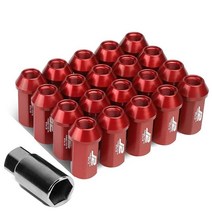 J2 Engineering 7075-T6 알루미늄 M12 x 1.25 20개 45mm 높이 오픈 엔드 러그 너트 어댑터 포함 블루, Red