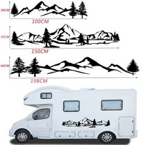 카라반어닝고리 캠핑카용품 판매 150cm rv 스티커 나무 데칼 산 장면 자동차 스티커, 2pc 흰색 198x40cm