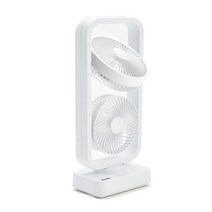 코미 듀얼팬 탁상용 USB 충전식 선풍기 CM-005TW 무선 미니 책상 선풍기, CM-002TW, 화이트