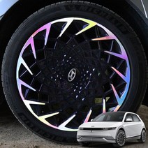 (카앤캠프) 아이오닉5 튜닝 데칼 휠스티커 20인치 스크래치방지 휠커버 필름 랩핑, 유광블랙