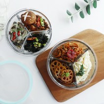 1+1 이고웰 3칸 내열유리 렌지사용 밀폐용기 반찬통, 2개, 950ml 원형