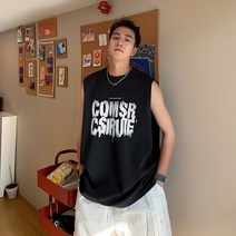 스포츠 조끼 조끼 남자 조수 브랜드 여름 넓은 어깨 민소매 티셔츠 남자 허들 컷 슬리브 청소년 농구 조끼, 3. 중, 4. 검은색