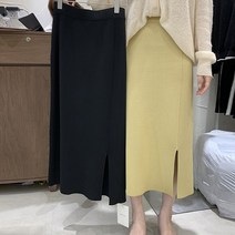 리틀깽스 자체제작 국산 신축성좋은 심플모던 빅사이즈 소프트 울니트 H라인 트임롱스커트
