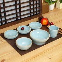 여주 소야 명품 도자기 그릇 블루 혼밥 핸드메이드 한식기 1인 식기 세트A, 1인세트 아름 1인그릇 세트A 6P