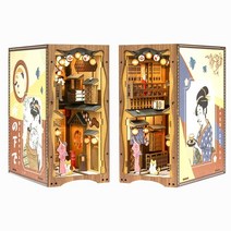 책꽂이미니어처 미니어처 소품 하우스 diy북엔드 Cutebee diy 책 구석 나무 책장 삽입 booknook 사쿠라 모델 키트 컬렉션 장난감 생일 선물, ys06