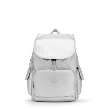 Kipling 여성용 시티 팩 블루 블루 블루 2 시티 팩, Bright Silver_Medium