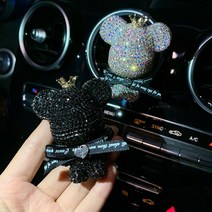 곰돌이방향제 자동차 공기 콘센트 향수 클립 자동차 아로마 테라피 자동차 귀여운 곰 보석, 검은 활